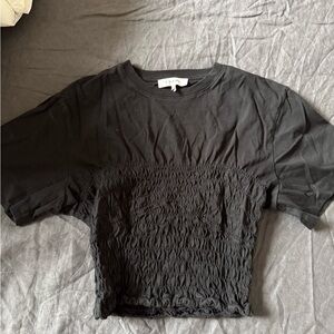 Frame Denim Black Ruched Crop Top